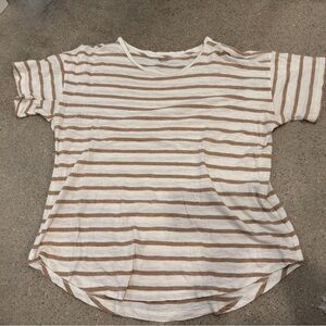 Madewell tan striped slub sleeve tee in XL
